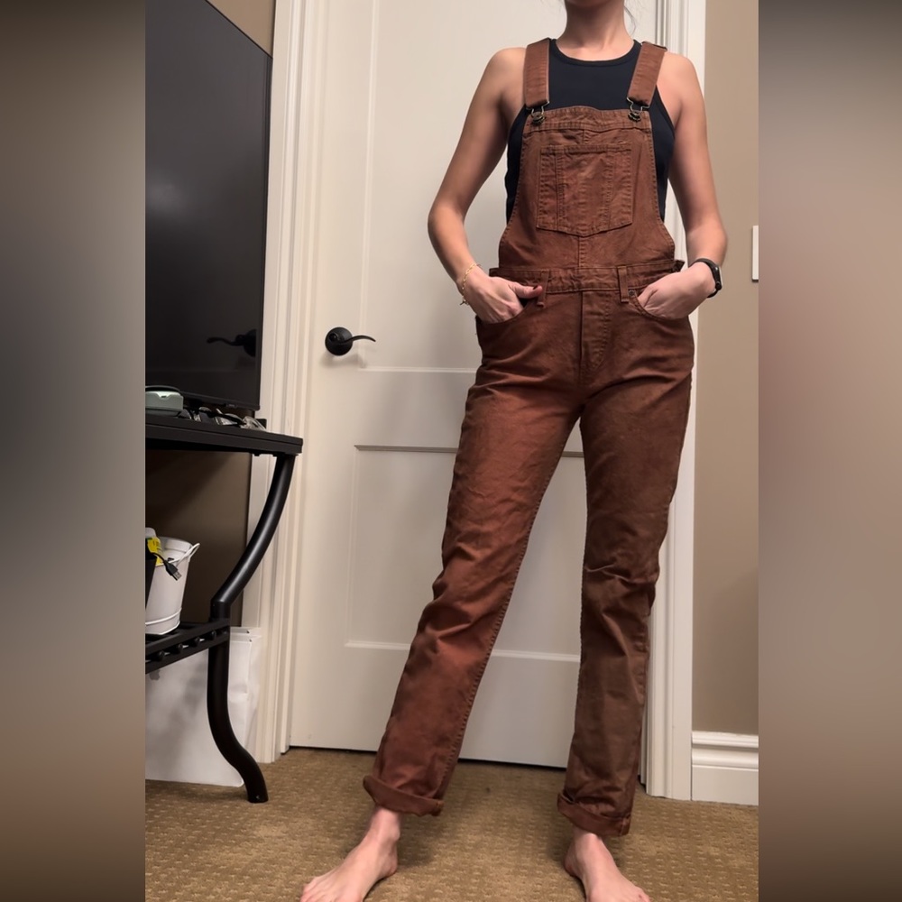 Rust distressed looking overalls
